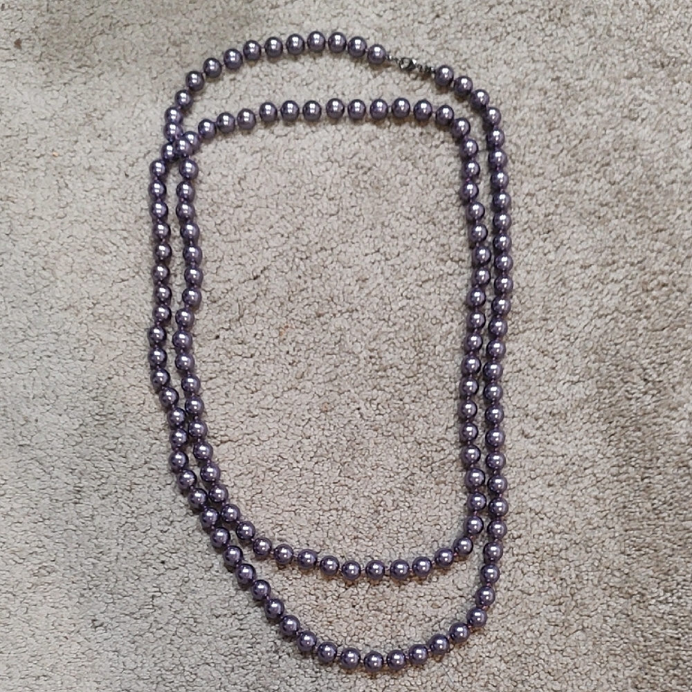 Linea by Louis Dell'Olio Metallic Purple Faux Pearl Beaded Necklace